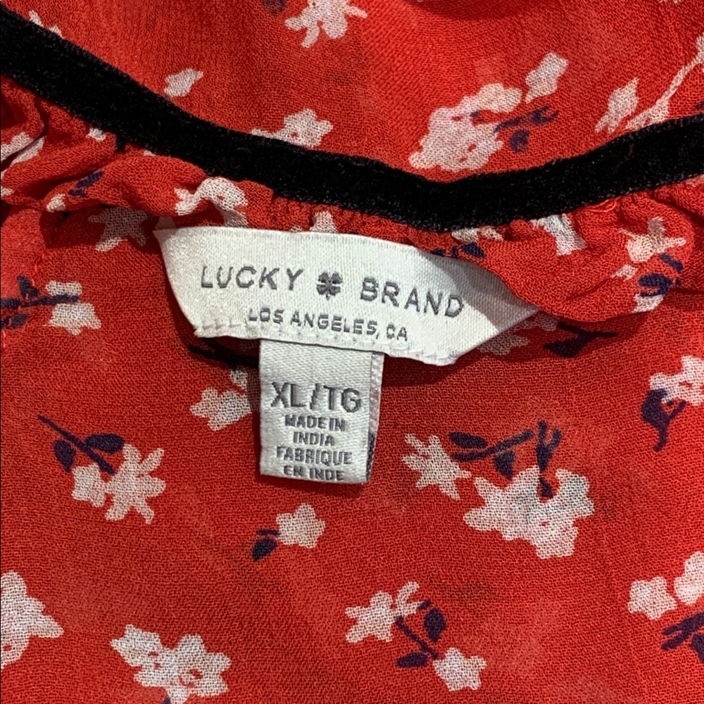 Lucky Brand Red Long Floral Dress XL - Picture 3 of 3